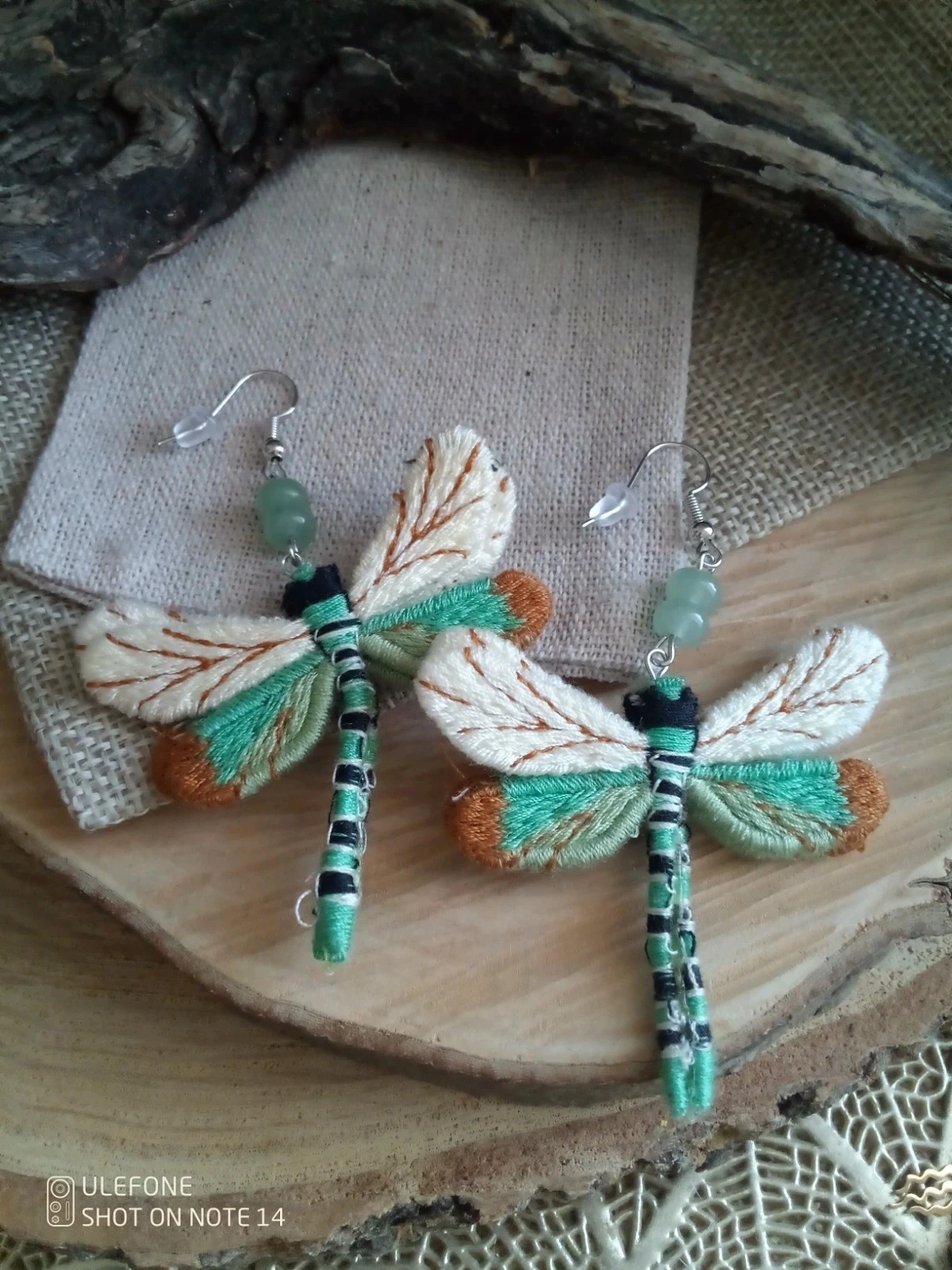 Boucles d'oreilles libellules et pierres d'aventurine 💚. – photo 2